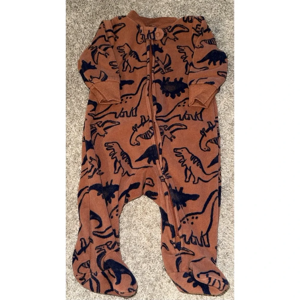 Lot Of 5 Carter's Baby Boy Sleepers Fleece Footed Pajamas 2-NB, (1) 0-3, (2) 3M